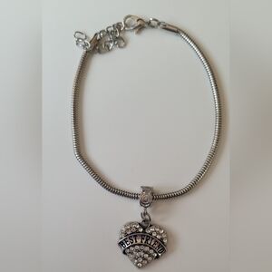 Best Friend Rhinestone Heart Snake Chain Bracelet